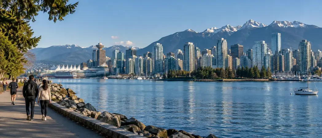 Vancouver harbour, skyline and North Shore mountains
